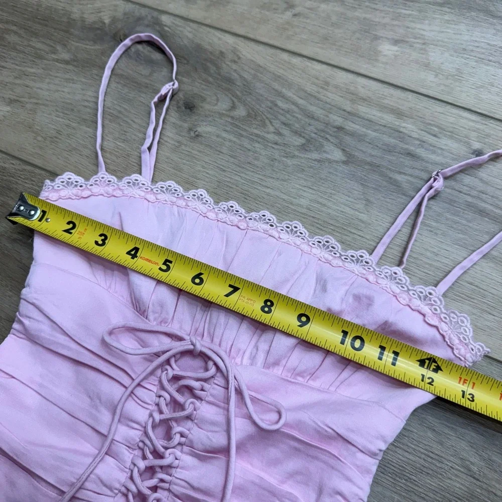 White Fox Boutique Pink Lace-Trim Bodycon Mini Dress - Picture 9 of 13